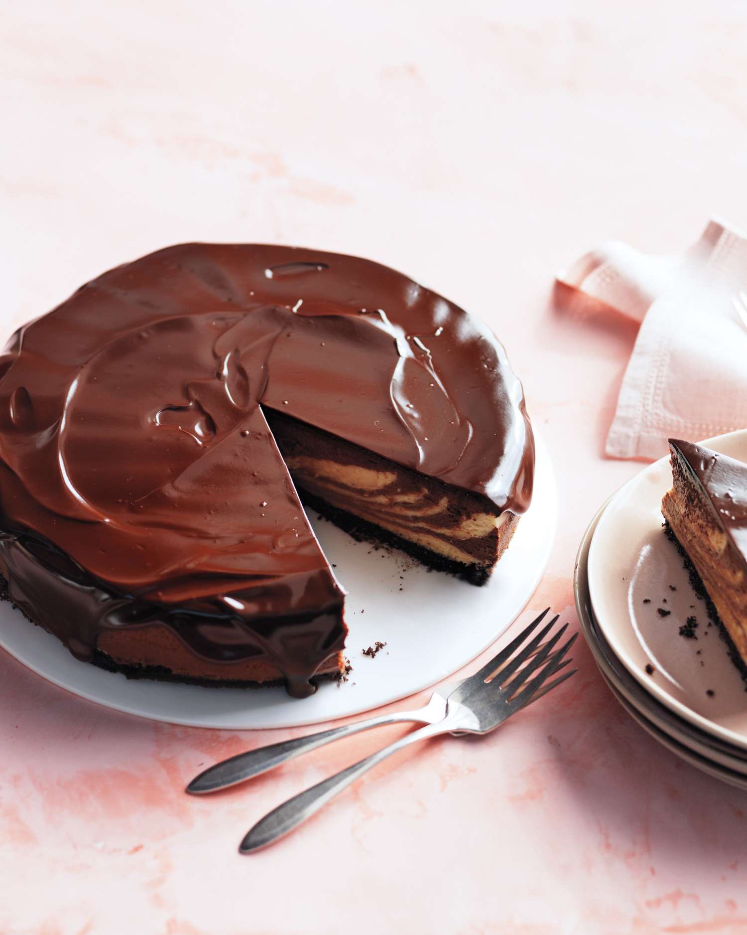 Chocolate-Peanut Butter Cheesecake with Chocolate Glaze Recipe